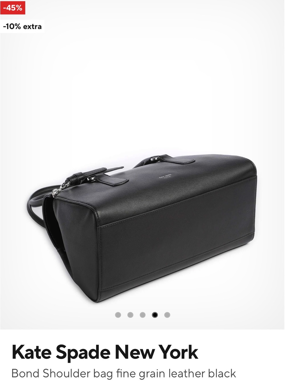 kate spade Black Leather Shoulder Bag with Zip Detail - Picture 9 of 9